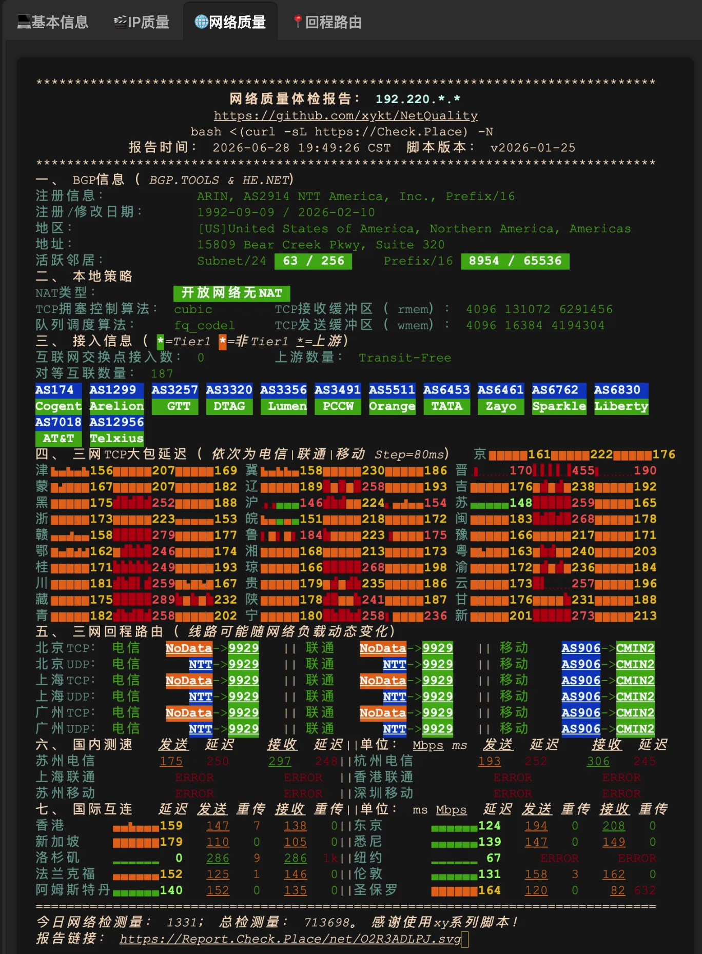 CloudLeadInno 国内三网延迟与吞吐测速